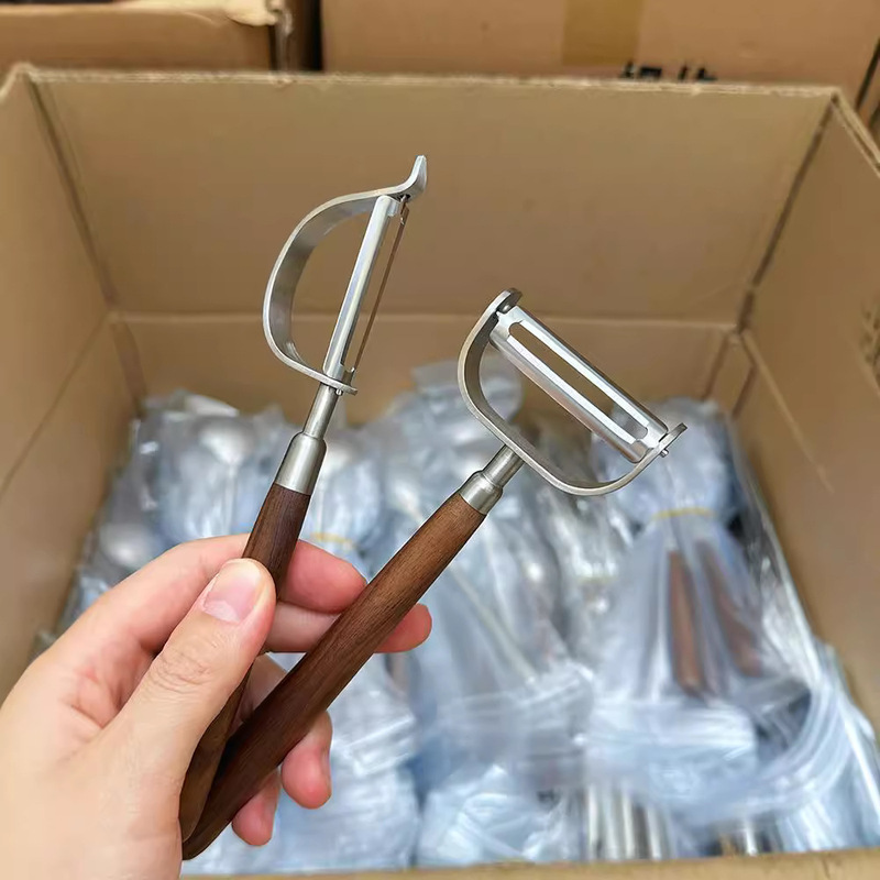 胡桃木皮むき刀304ステンレス家庭用果物ジャガイモ皮むき器台所野菜皮むき神器瓜削り|undefined