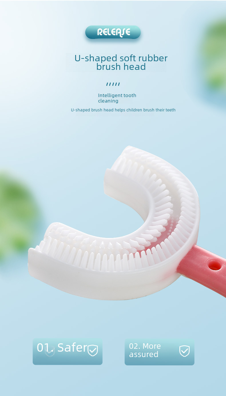 Children's U-shaped Toothbrush U-shaped Infant Baby 2-6-12 Years Old Children Soft Hair Silicone Mouth Contains Clean Brushing Artifact