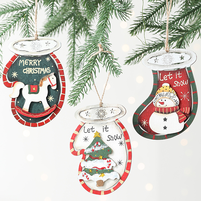 Cross-border nuevos guantes de Navidad retro colgante muñeco de nieve alce árbol de Navidad decoraciones accesorios centro comercial diseño