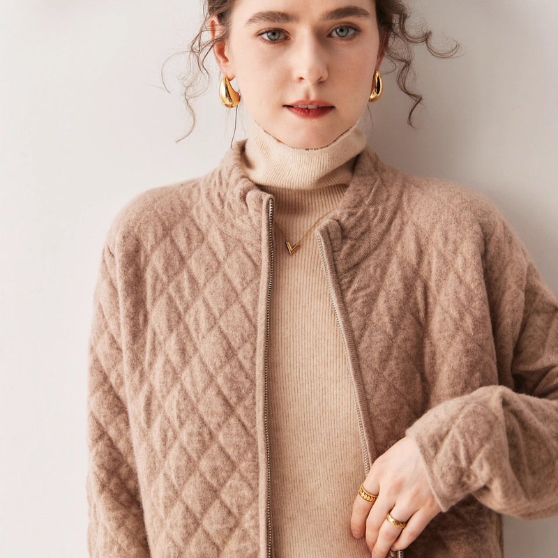 Thick Textured Loose Cashmere Cardigan 2025 Autumn and Winter New Wool Zipper Cotton Casual Women's Knitted Jacket