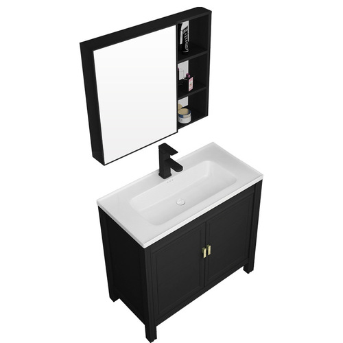 OD59 wholesale blackable bathroom cabinet combination floor-standing bathroom washbasin small apartment space aluminum washbasin width