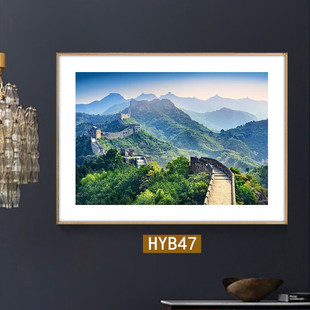 Green beautiful Green Great Wall painting mountain drawing hanging painting with mountains and mountains on the back waterless living room boss Office