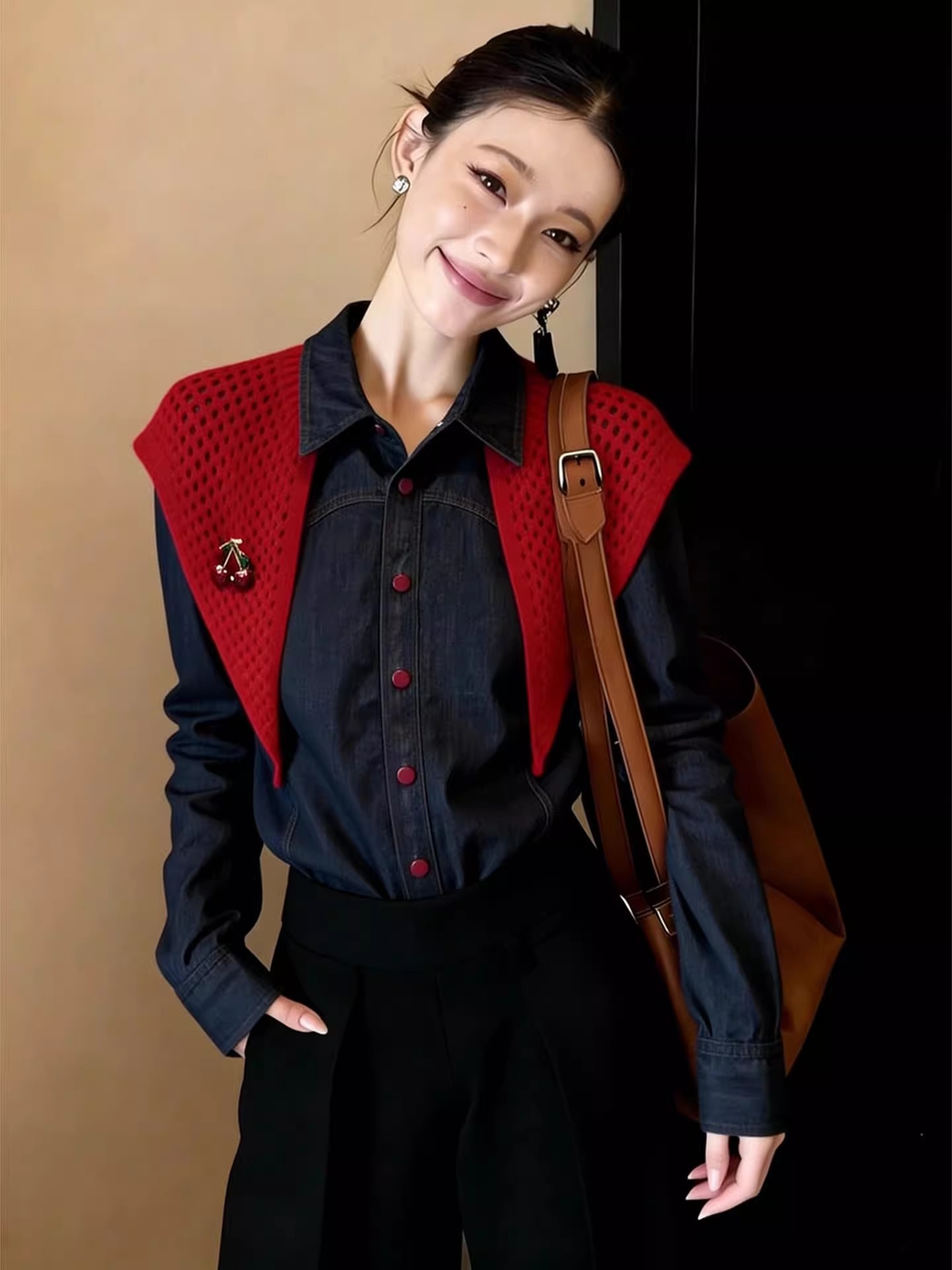 Retro autumn demi-season shirt