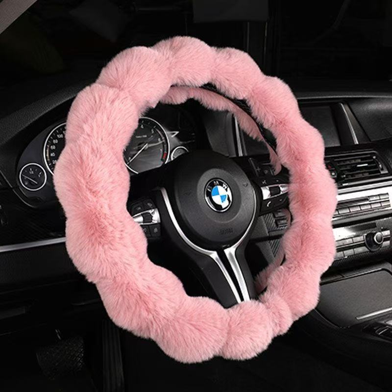 Amazon Cross-Border Labeling Bubble Plush Cartoon Car Sports Steering Wheel Non-Slip Short Hair Winter Warm Handle Cover