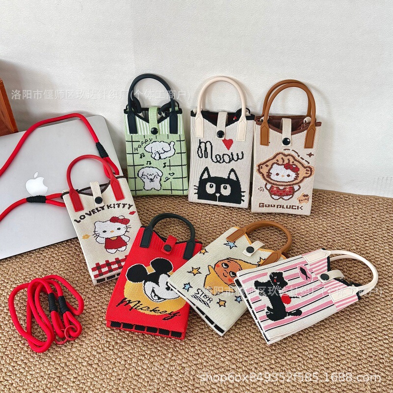 Spring and Summer New 2026 Knitted Mini Phone Bag High-Quality Company Annual Meeting Gift Festive Woven Crossbody Bag