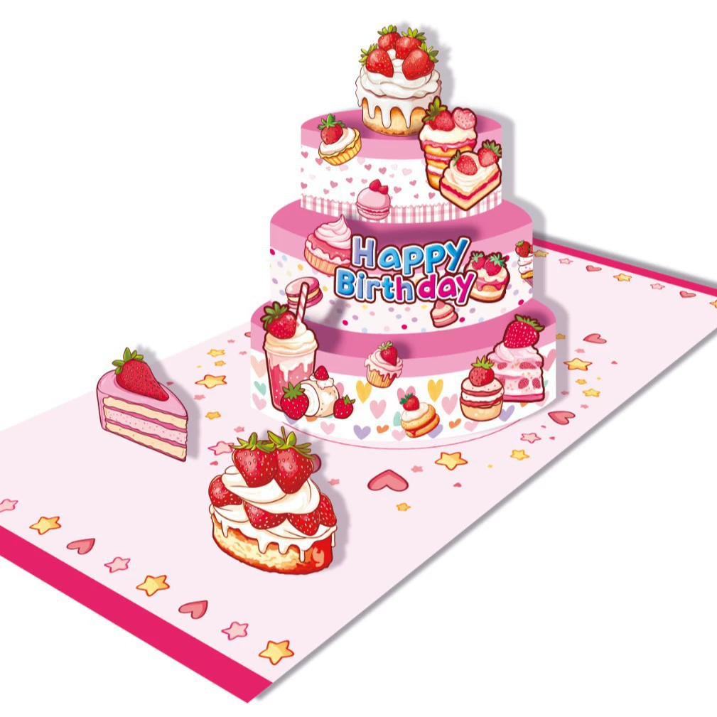 Кросс-граничная платформа Amazon TEMU: персонализированная 3D-стерео открытка с музыкой для дня рождения, высококачественная поздравительная открытка