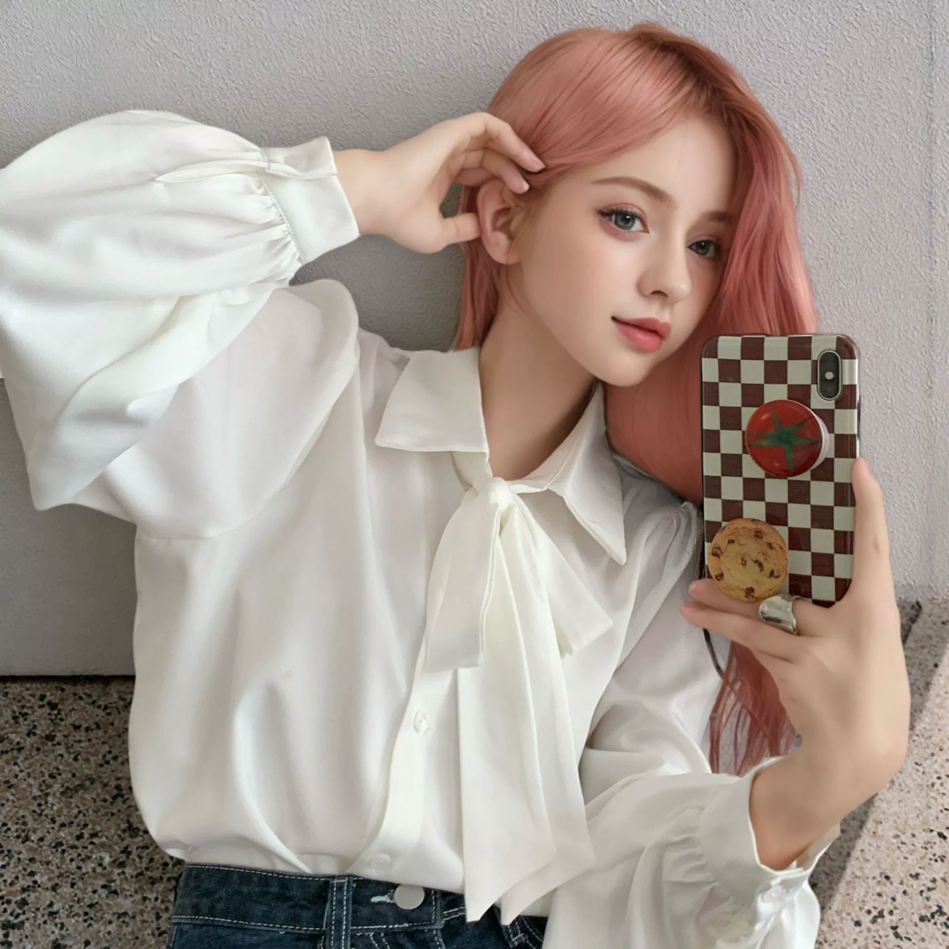 Новая белая рубашка для женщин, новый стиль весны, осени и зимы, элитный костюм, профессиональный топ с внутренним бантом, модный.