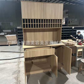 棕色毛巾柜洗发水柜收纳美容院理发店专用柜子有洗手盆靠墙整体柜