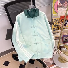 国民的トレンドデザインのボタン付きルーズジャケット、男女兼用、春秋の新作中国風ハンサムトレンドブランドの新作唐スーツジャケット