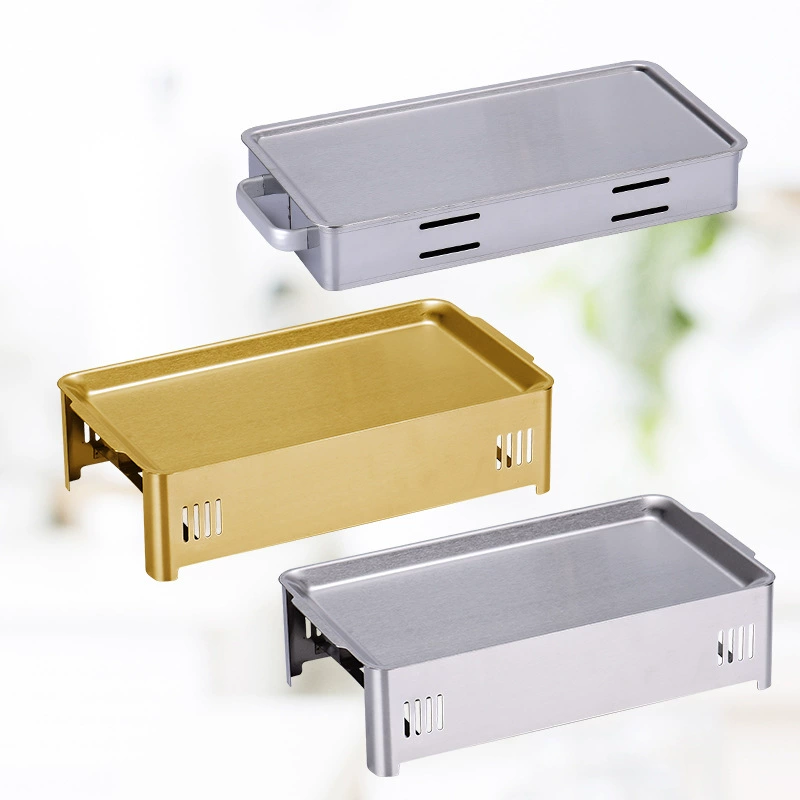 Печь для сохранения тепла для барбекю из нержавеющей стали Прямоугольные коммерческие спиртовые шампуры для свечей Нагревательная пластина Нагревательные шампуры