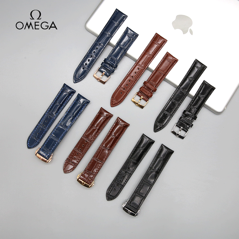 Genuine Leather Strap for Men and Women Bamboo Pattern Strap Substitute Omega Seahorse Super Watch Strap Accessories Cowhide 20