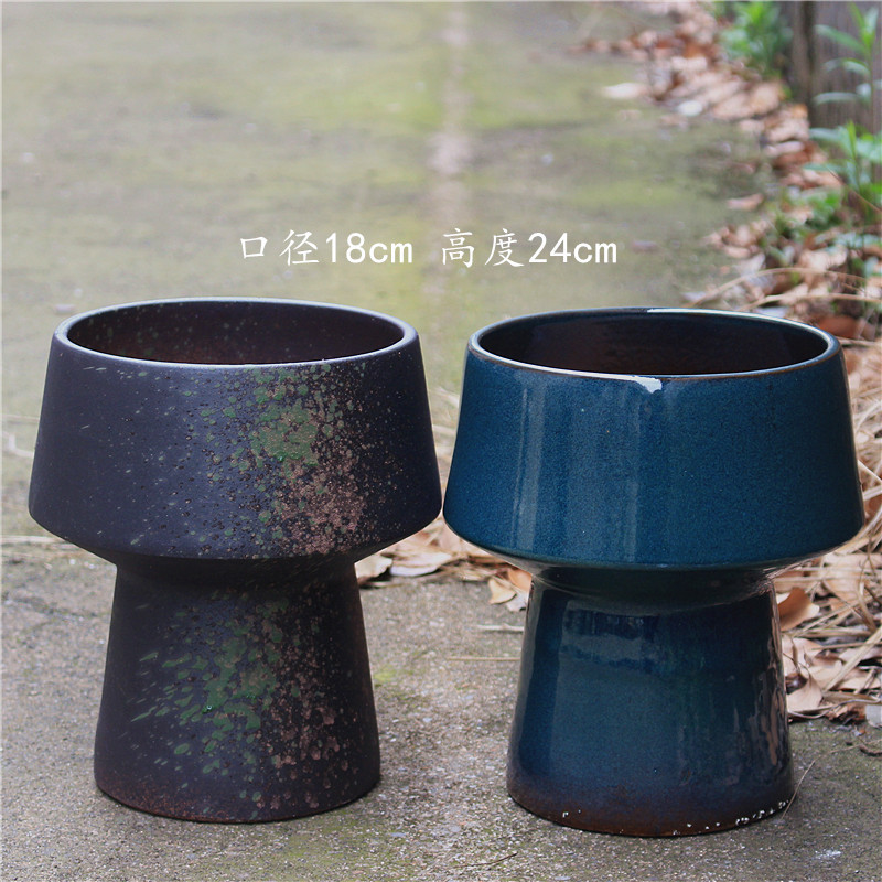 Yixing purple sand hand-held ceramic flower pot household fashion creative flower pot color round ceramic flower wholesale