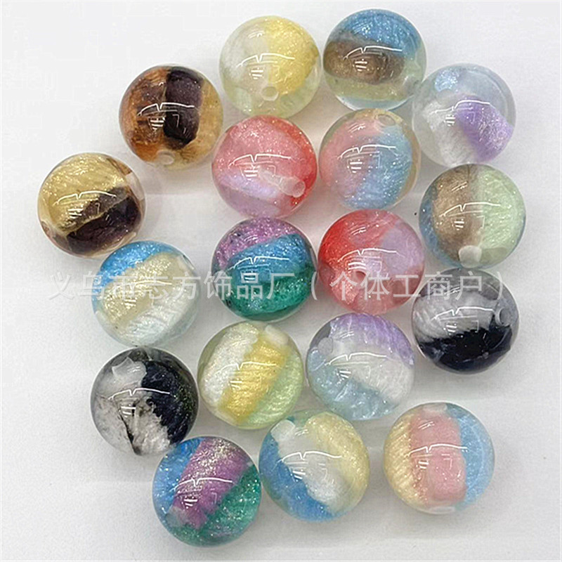 16mm三色水墨画细闪猫眼树脂串珠diy串珠笔手机链钥匙扣车挂等配|undefined