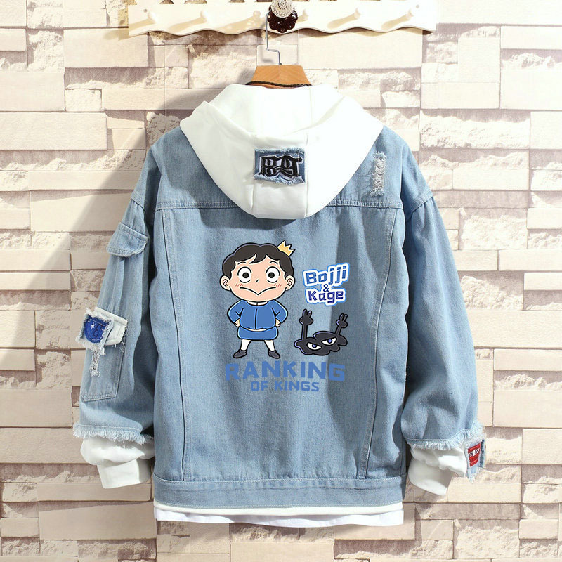 King Ranking Hooded Sweater Men's and Women's Bojicak King Ranking Long Sleeve Animation Peripheral Denim Jacket King Ranking Hooded Sweater Men's and Women's Bojicak King Ranking Long Sleeve Animation Peripheral Denim Jacket