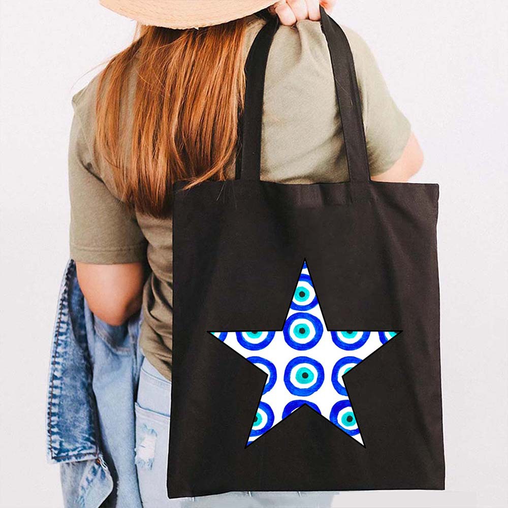 Graffiti griego mal de ojo impreso bolsa de lona bolsa de hombro estudiante bolsa plegable bolsa de compras portátil