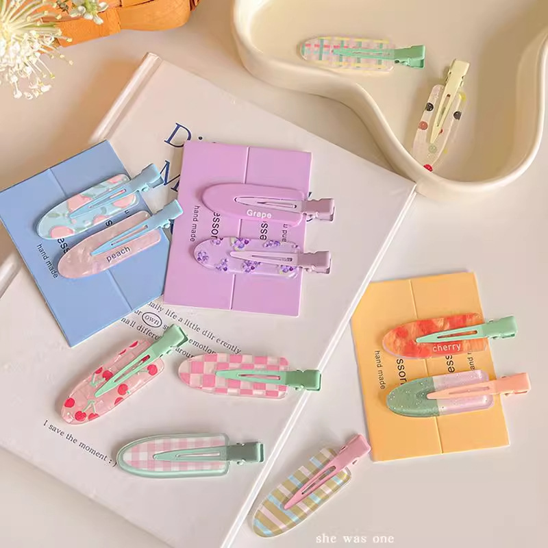 Pinza para el cabello sin costuras de color dulce y linda, clip para flequillo lateral femenino, clip para boca de pato de cabello roto en la frente, tocado de horquilla para niños