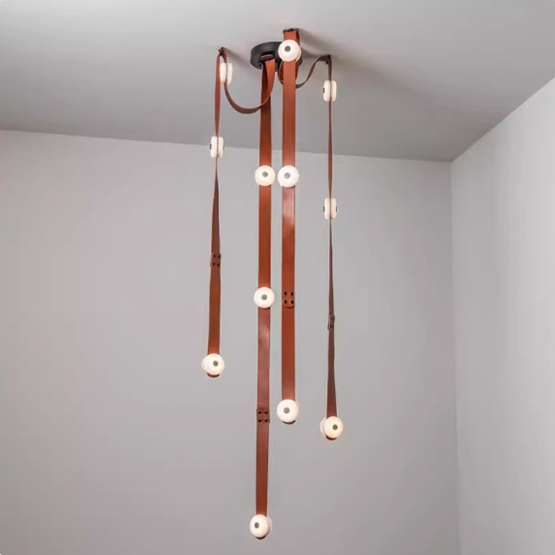 Sensación de alto nivel de cinturón minimalista sala de modelo elegir lámpara candelabro hueco diseñador italiano loft edificio dúplex sala de estar comedor luz