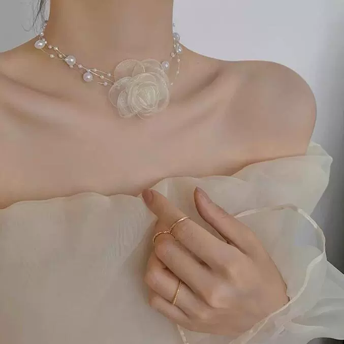 Короткая жемчужная цепочка на шею, изящный стиль чокер, вес 20 г, мультицвет