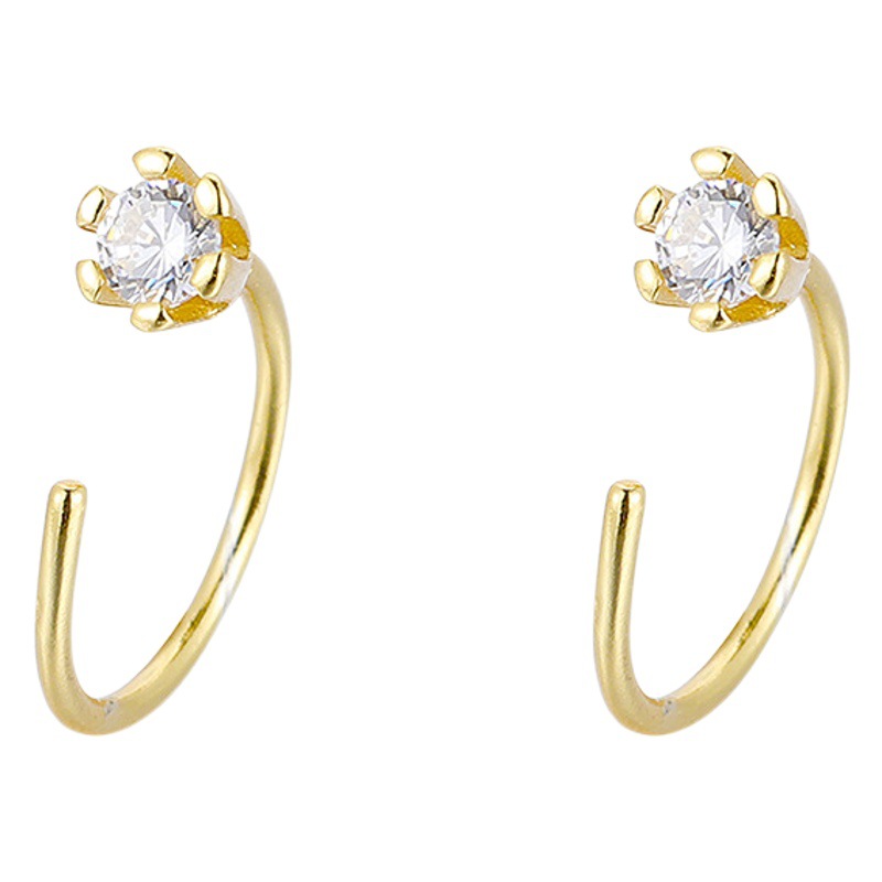 Corea del Sur micro incrustaciones ZIRCON ins pequeño gancho de oído fresco moda elegante pendientes versátil diario simple pendientes pequeños para las mujeres