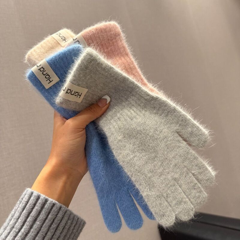 Korean Style Ins Style Rabbit Plush Cute Warm Knitted Wool Gloves Long Girly Pink Thickeneded Soft Cold Protection Korean Style Ins Style Rabbit Plush Cute Warm Knitted Wool Gloves Long Girly Pink Thickeneded Soft Cold Protection