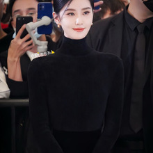 明星同款黑色毛衣女高领修身显瘦打底衫长袖简约针织衫内搭短毛衫