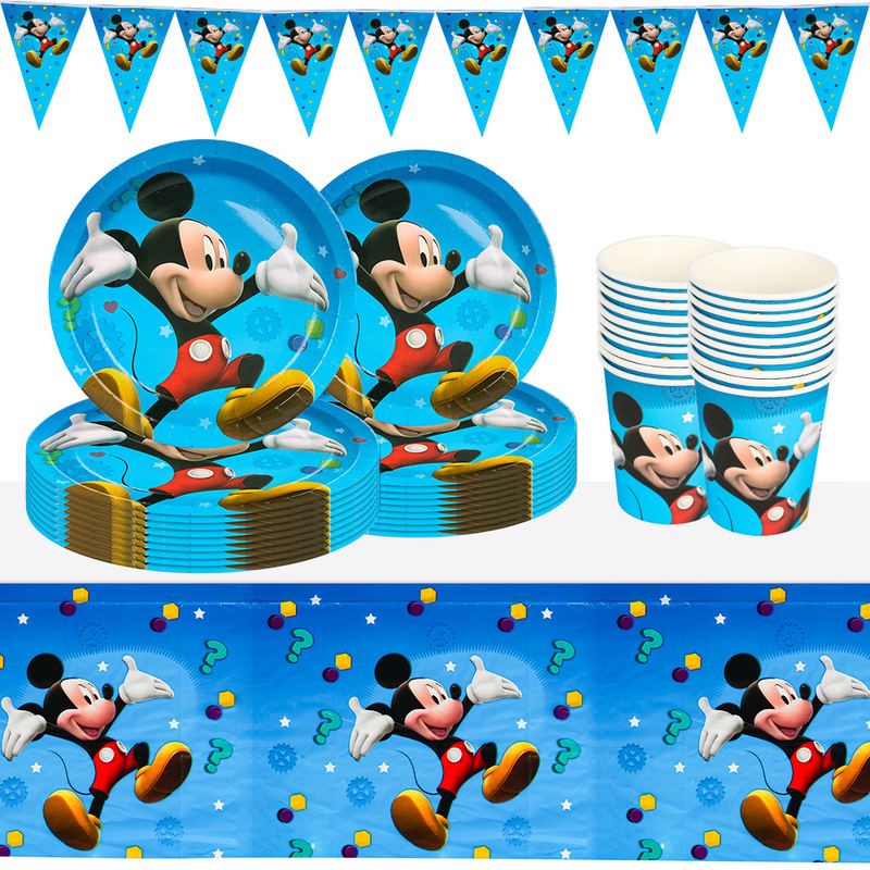 Cross-Border Spot Mickey Theme Birthday Party Set Disposable Tableware Supplies Tablecloth Paper Plate Flag Paper Towel Cup Cross-Border Spot Mickey Theme Birthday Party Set Disposable Tableware Supplies Tablecloth Paper Plate Flag Paper Towel Cup