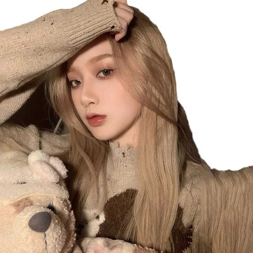 Wig for women with long hair, full headband style, face shaping, medium parting, long straight hair, lolita natural fluffy wig set