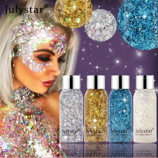 Julystar Colorful Stage Makeup Glitter Eyeshadow Liquid Face Body Glitter Gel Liquid Eyeshadow Makeup Wholesale