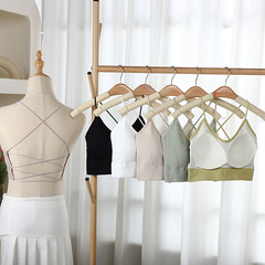 夏季新款固定杯美背吊帶內衣交叉內搭打底裹胸一體式胸墊美背文胸