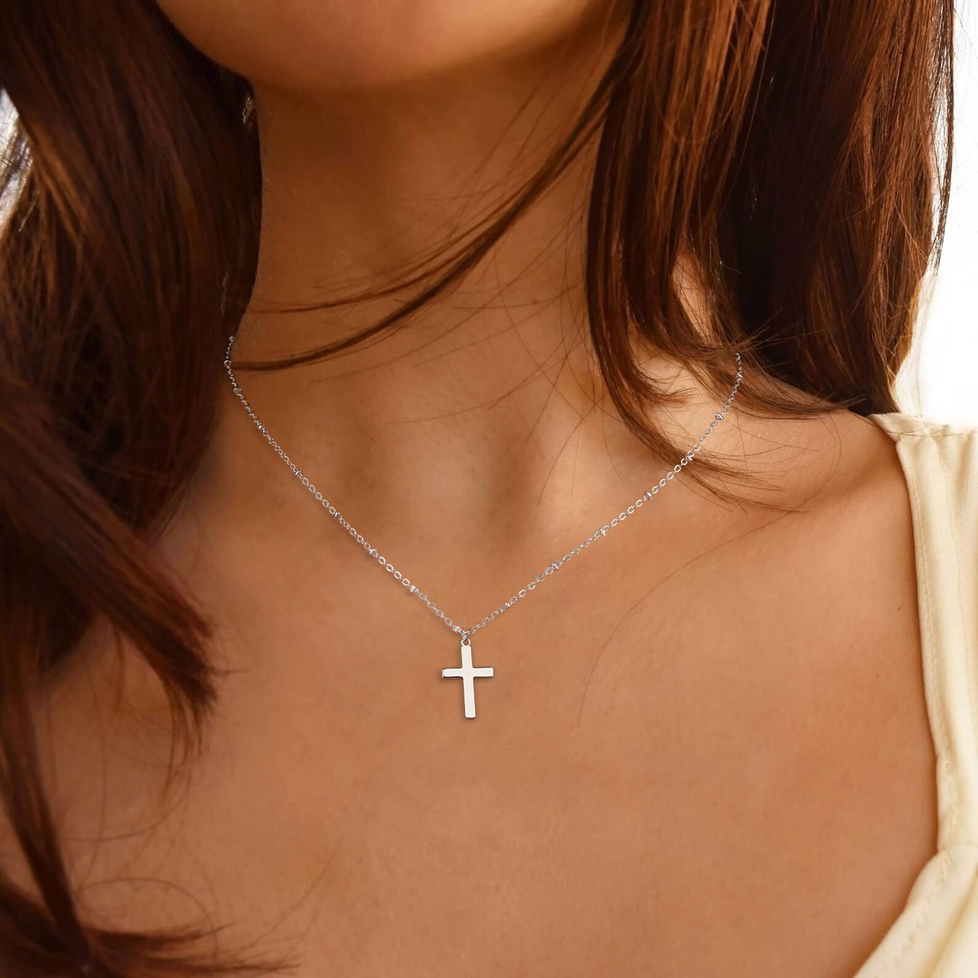 304 Stainless Steel Material Wholesale Jewelry Simple Style Cross 304 Stainless Steel Pendant Necklace