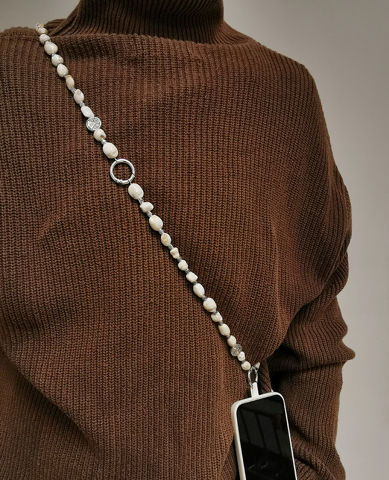 31g Weight Mobile Phone Lanyard Classification 1 Piece Quantity Acrylic Material Solid Color Pattern Beaded Design Bohemian Style Bohemian Solid Color Arylic Beaded Mobile Phone Lanyard 3