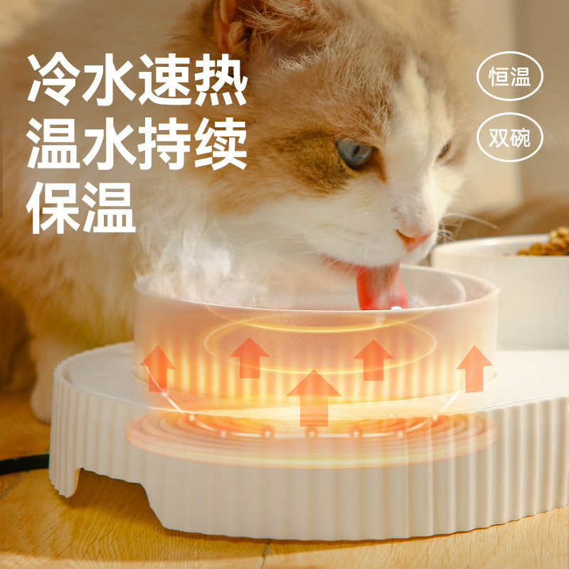 Dispensador de agua para gatos Dispensador de agua para mascotas de temperatura constante Calentamiento Tazón de cerámica para gatos Tazón de agua para gatos Circulación automática Tazón de agua para perros