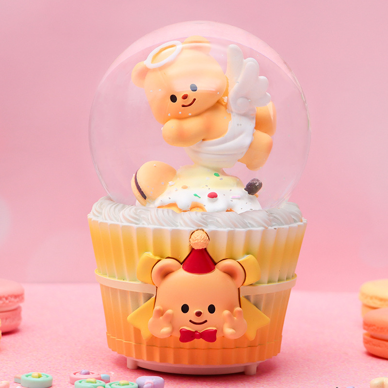 Romántico secreto bosque bola de cristal luminosa caja de música caballo blanco creativo decoración de escritorio de niña regalo de estudiante al por mayor