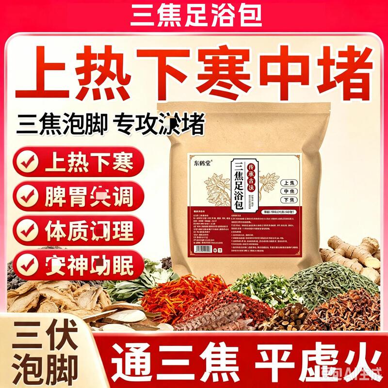 Customized Trifocal Foot Bath Herbal Pack with Mugwort and Safflower for Upper, Middle, and Lower Body Focus, Postpartum Foot Bath Pack