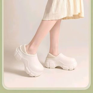 Waterproof Thick-soled Cotton Slippers Women's Winter Outfit 2025 New Indoor Home Heightened Warm Bag Heel Cotton Shoes for Women
