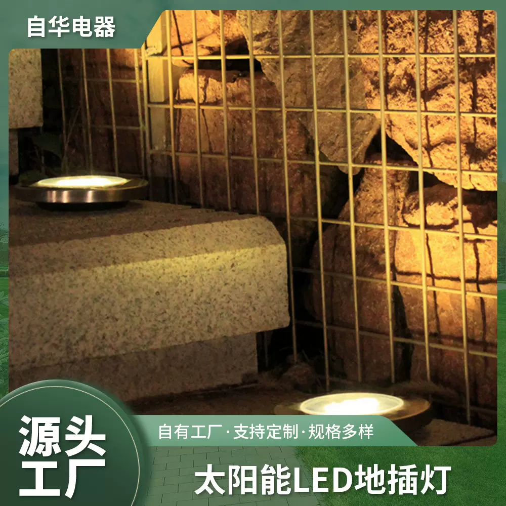 厂家直销4LED不锈钢太阳能户外地插地灯草地灯地埋灯庭院装饰2色