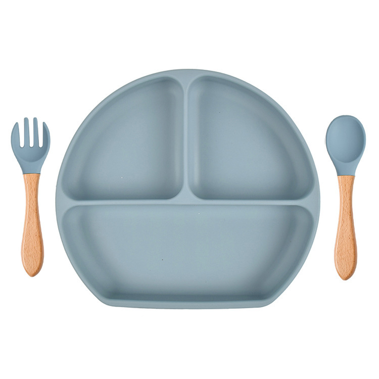 Cuenco de alimentos complementarios para bebés, vajilla de silicona, plato de entrenamiento sonriente, plato de ventosa grande, comida de silicona para niños