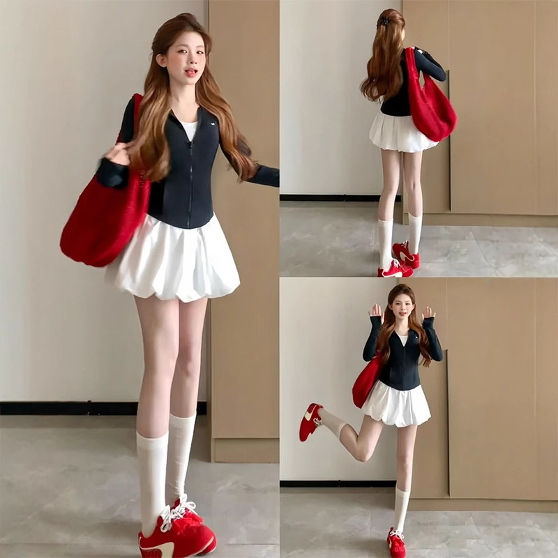 TikTok Quality White Bud Skirt Women's 2025 Summer New A- line Skirt Elegant All-match Puff Skirt