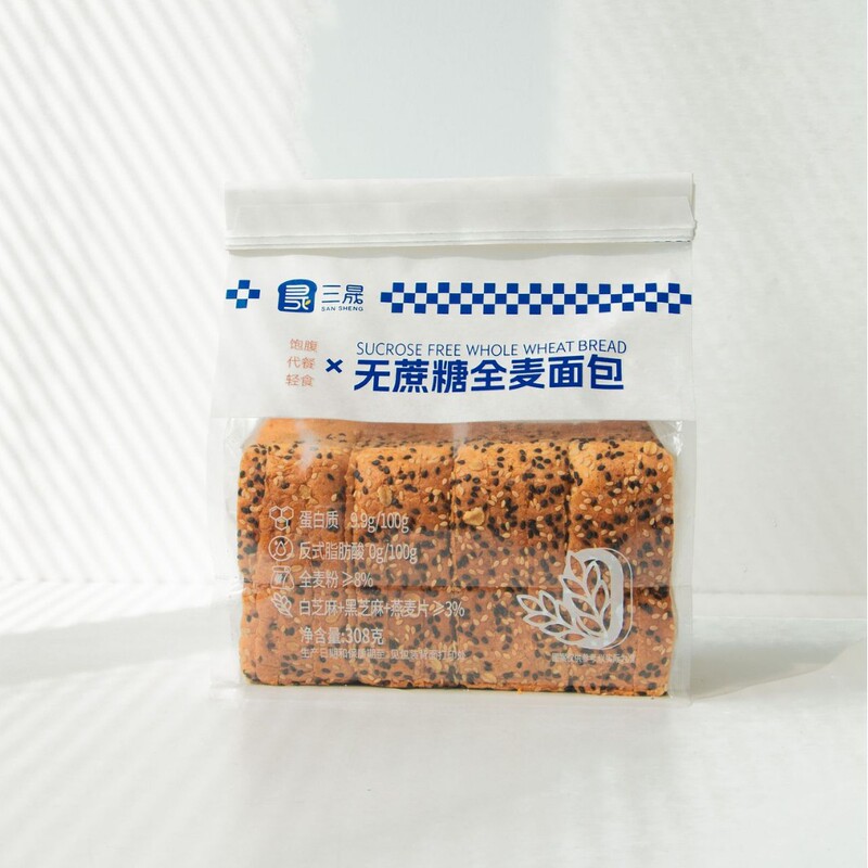 Sansheng sucrose-free whole wheat toast bread 308g breakfast meal meal full light food sucrose-free slices whole box wholesale Sansheng sucrose-free whole wheat toast bread 308g breakfast meal meal full light food sucrose-free slices whole box wholesale