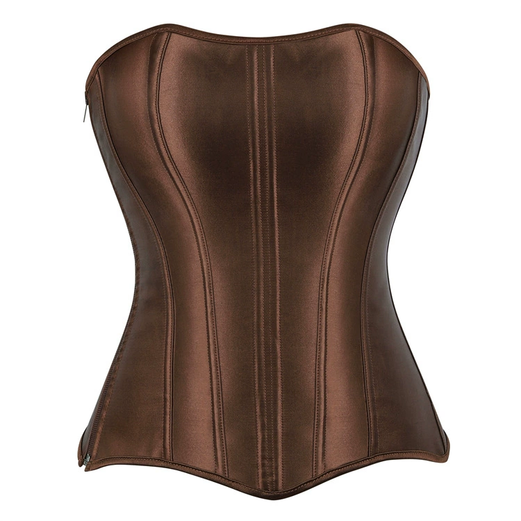 Full-Body Corset Zipper Waist Trainer, Women's Shaping Brace, Black/White, XXS–XXL