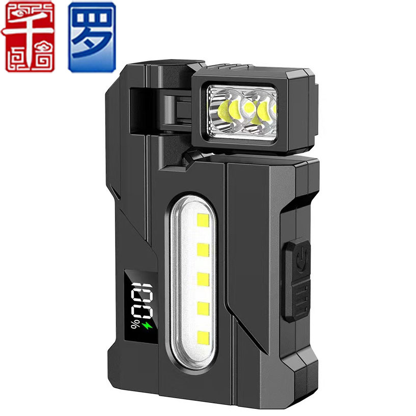LED手电筒强光超亮充电便携长续航夹帽灯户外专用多功能COB工作灯