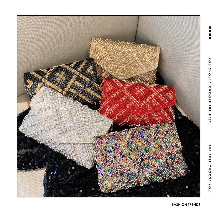 New cross-border evening dress, socialite diamond-encrusted clutch bag, small bag, single-shoulder crossbody dinner bag, women's handbag full figure