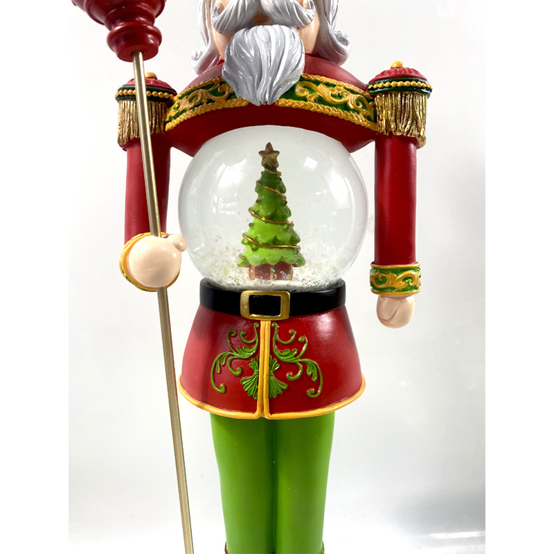 Customizado transfronterizo nuevo cascanueces luces de nieve flotante bola de cristal de Navidad nueces resina ornamentos artesanías