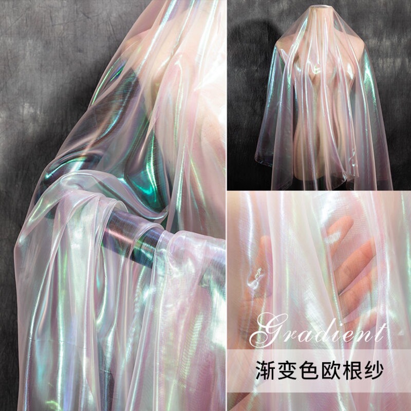 Laser Gradient Phantom Organza Mesh Designer Fabric Dress diy Doll Coat cos Translucent Laser Gradient Phantom Organza Mesh Designer Fabric Dress diy Doll Coat cos Translucent