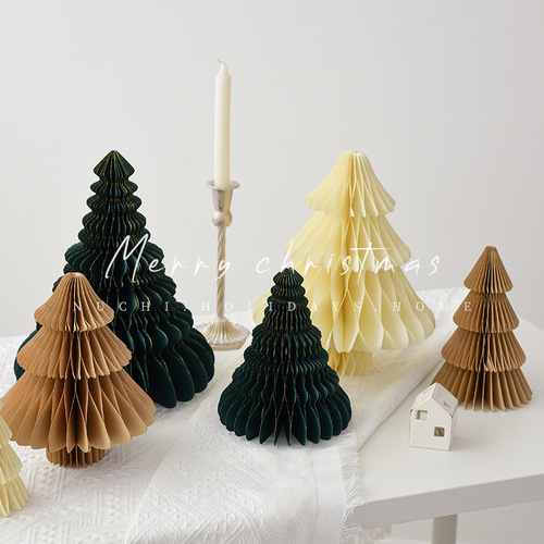 NUCHI Cross-border Christmas Decoration Desktop Christmas Tree Paper Christmas Tree Home Decor INS Window Display