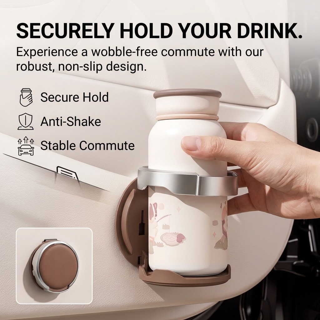 Car door cup holder, in-car storage organizer, foldable cup holder, multi-functional cup tray, fixed storage bracket, portable