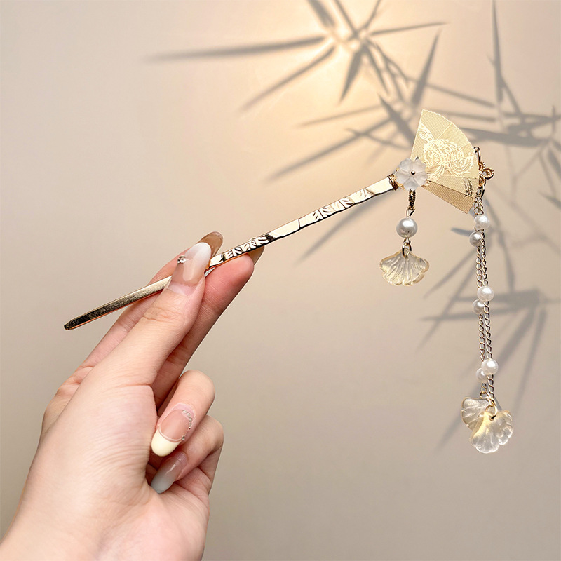 Retro simple nicho de alta estética oriental diseño de cabello de flores de frascos de estilo antiguo cabello