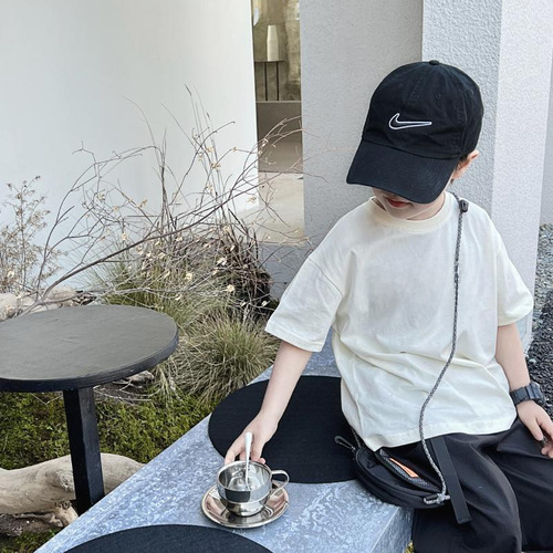 Children's pure cotton short-sleeved T-shirt blue bear  new pure cotton boys short-sleeved children's top T-shirt children's clothing