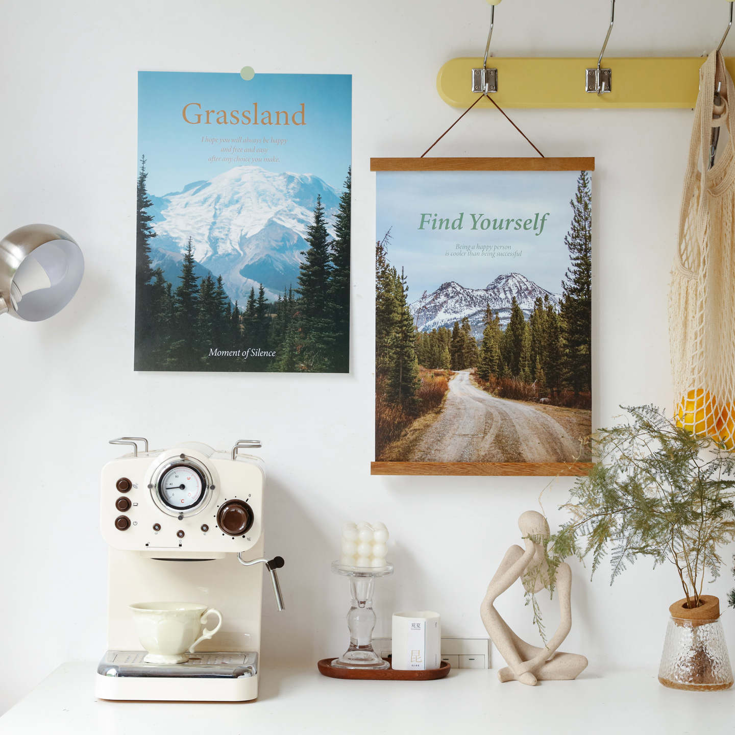 ins北欧森林雪山风景海报墙贴房间宿舍咖啡厅背景装饰卡片相框画