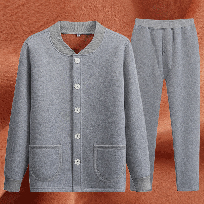 중노년층을 위한 가을 겨울 의류, 벨벳 두꺼워 보온 속옷, 남성 정장, 아빠의 따뜻한 옷, 할아버지의 야외용 면 코트